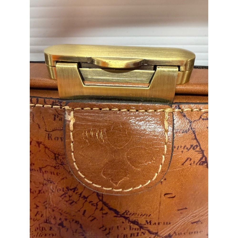 NWT Patricia Nash Gracchi Frame Leather RIOT RUST MAP Satchel Crossbody PURSE - Picture 3 of 10